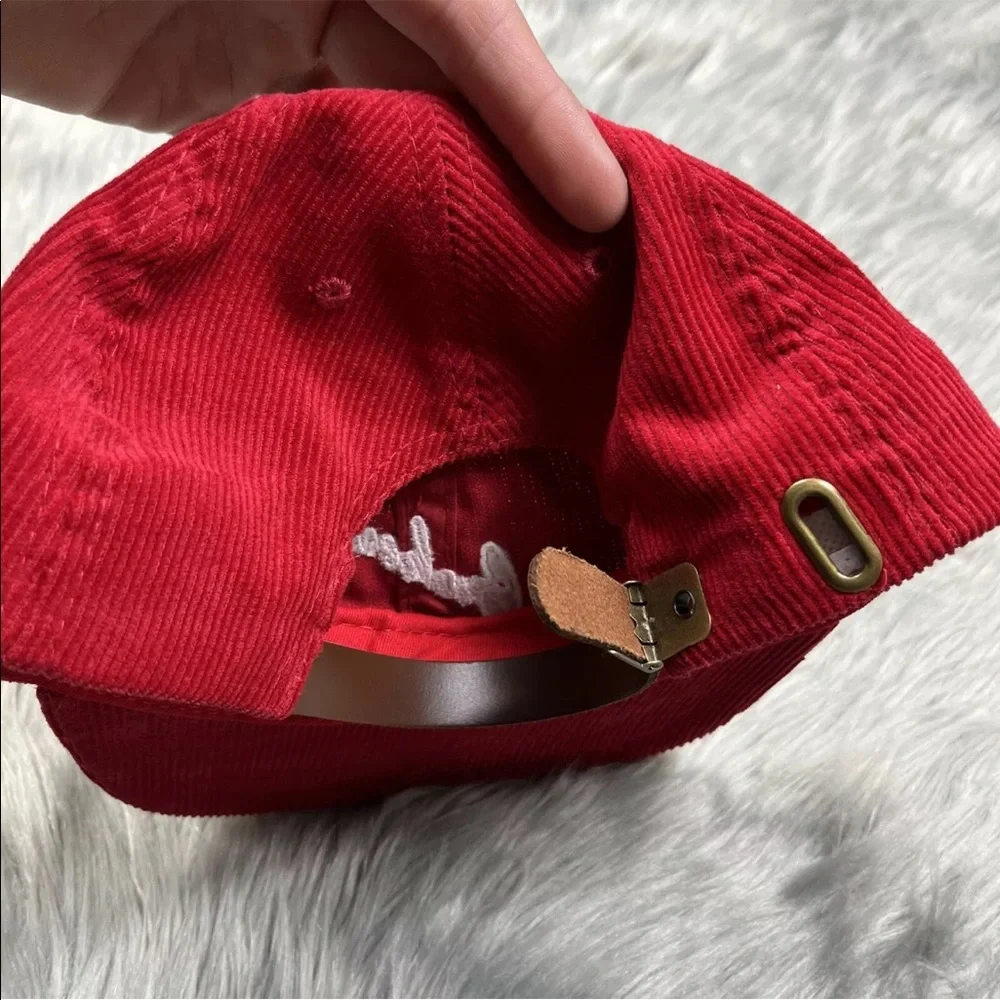 Broken Promises Red Corduroy Strap Back Hat One Size
